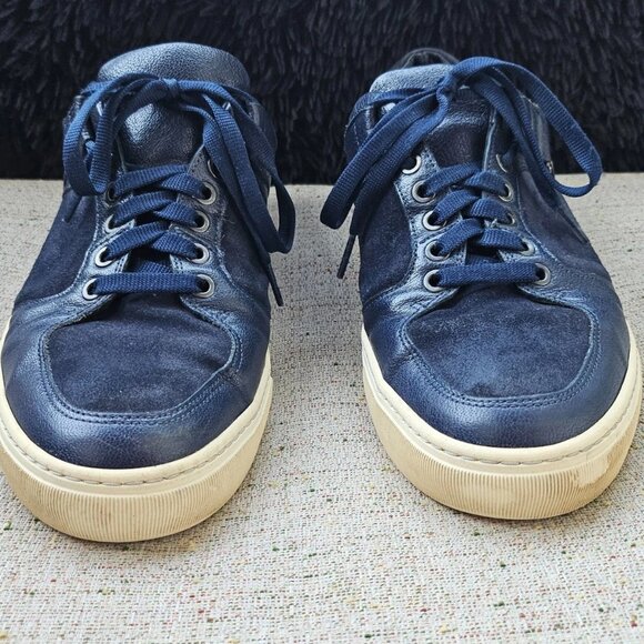 Versace Collection Men Shoes Blue Suede Leather Lace Up Medusa Sneaker Size 43 - Picture 3 of 11